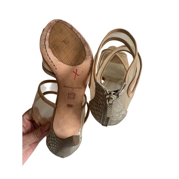 DONALD J PLINER Nude Silver Metallic Heels Size 8.5 - Picture 5 of 9
